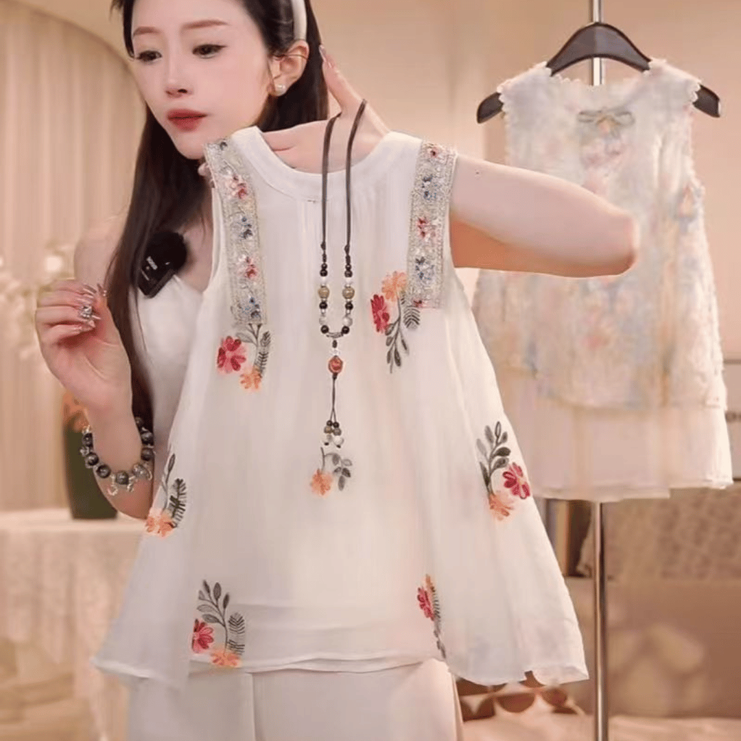 Ivory Floral Embroidered Princess Dress