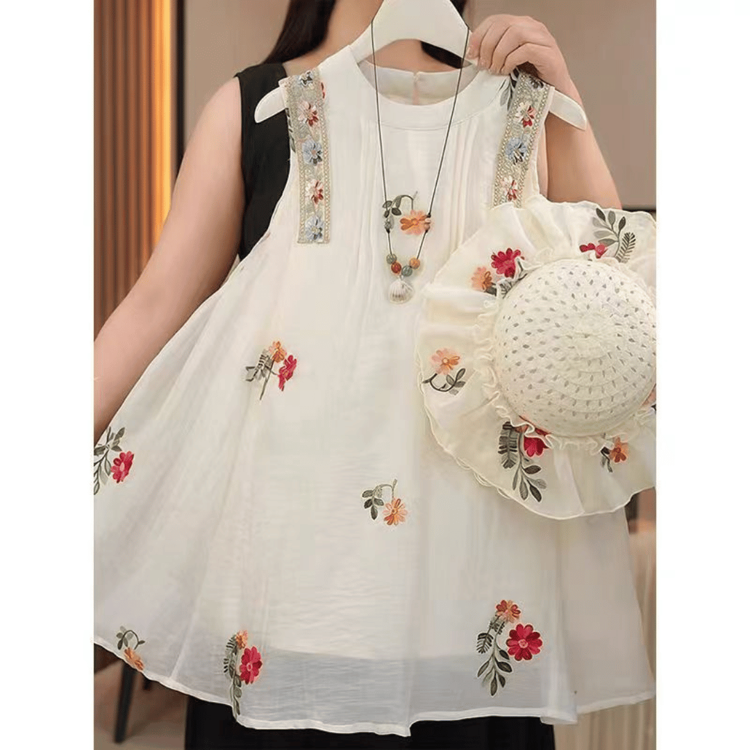 Ivory Floral Embroidered Princess Dress