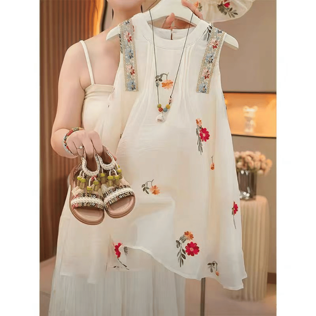 Ivory Floral Embroidered Princess Dress