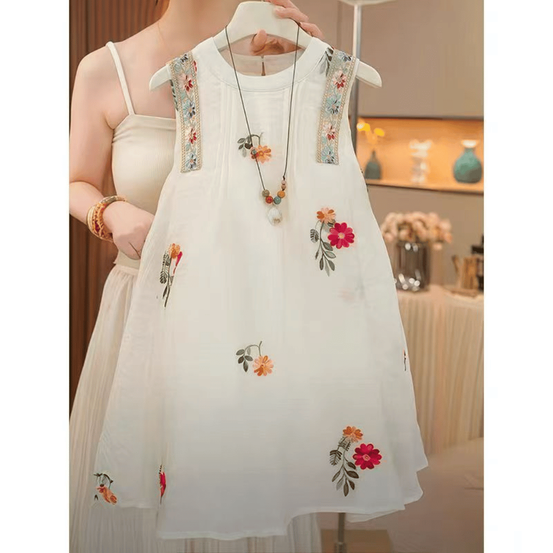 Ivory Floral Embroidered Princess Dress