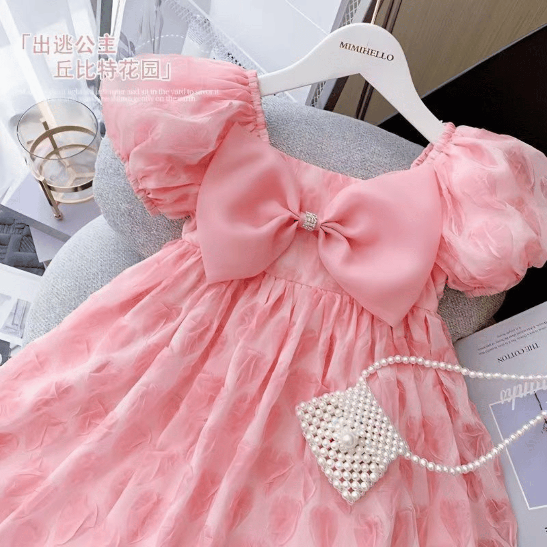 Blush Pink Bow Princess Baby Dress