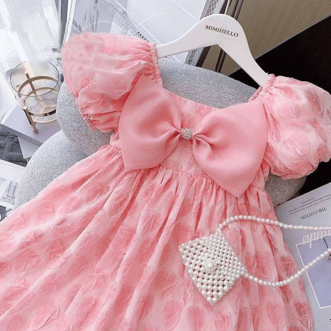Blush Pink Bow Princess Baby Dress