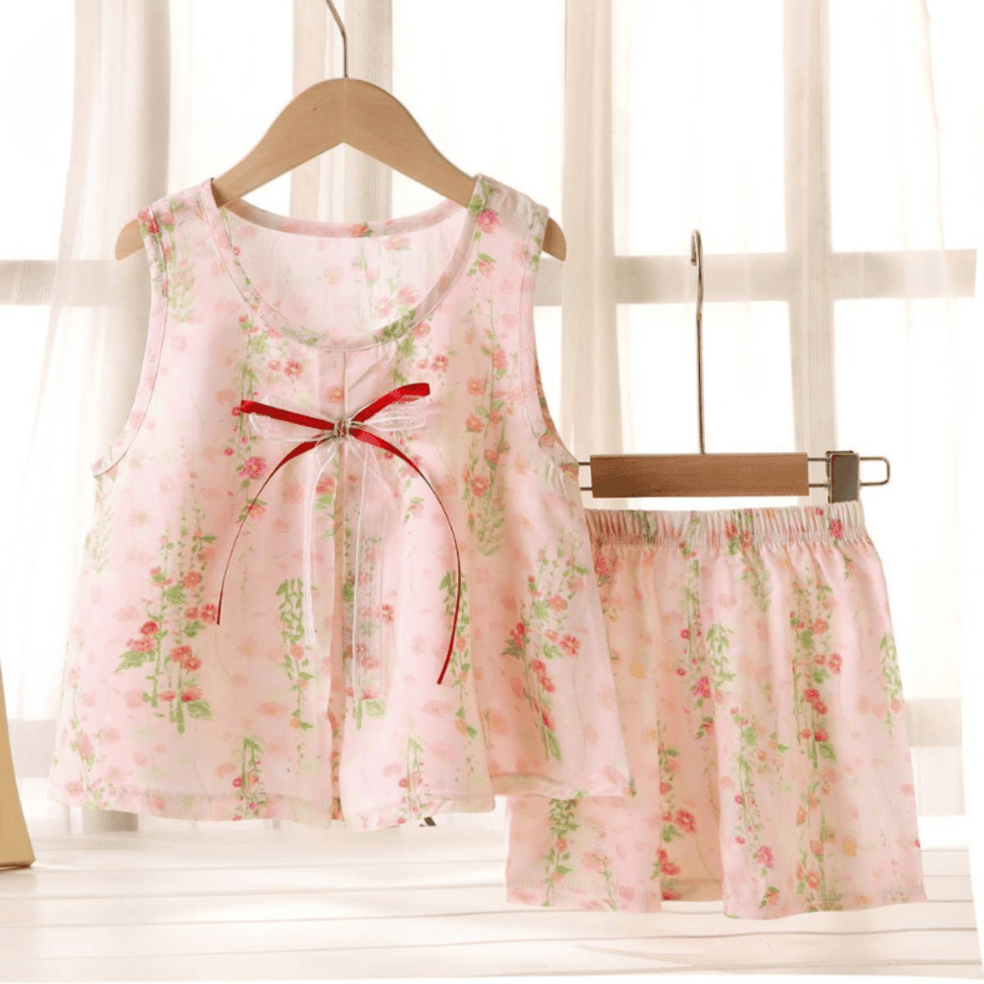 Pink Foundation Girls Cotton Silk Floral Skirt Dress