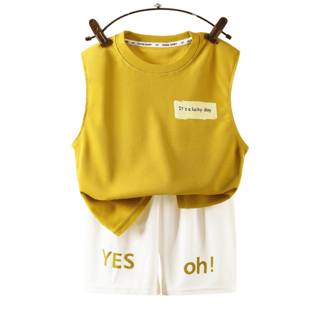 Yellow-Boys Summer Vest & Shorts Set