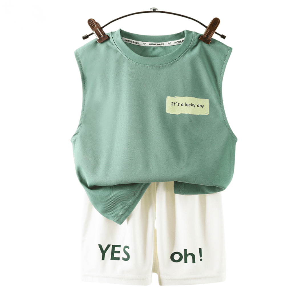 Green-Boys Summer Vest & Shorts Set