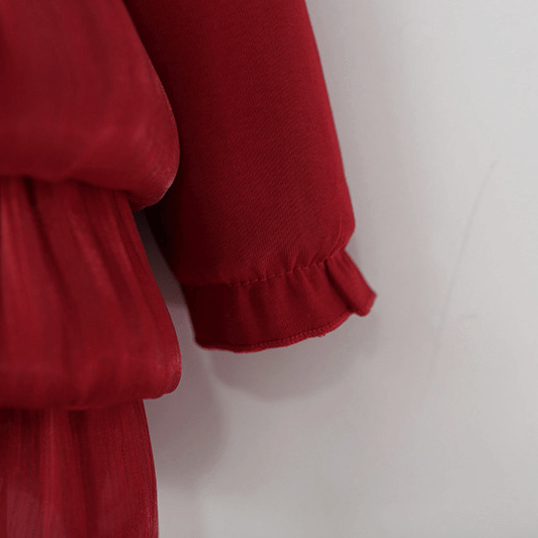 Long Sleeve Luxury Layered Tulle Bow Princess Dress