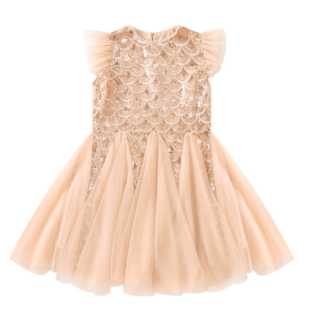 Royal Sequin Pearl Hare Bow Princess Dress