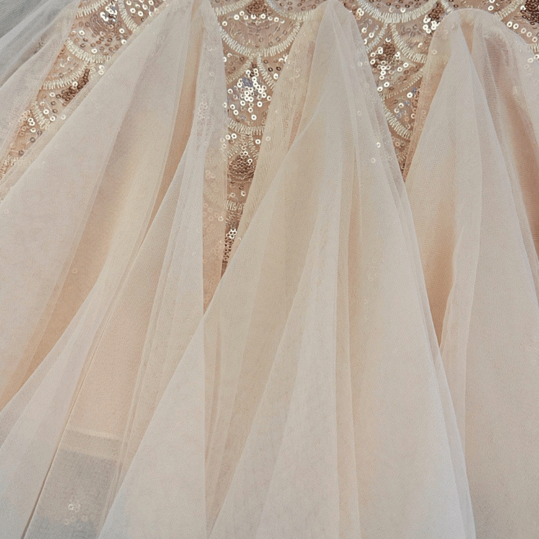 Royal Sequin Pearl Hare Bow Princess Dress