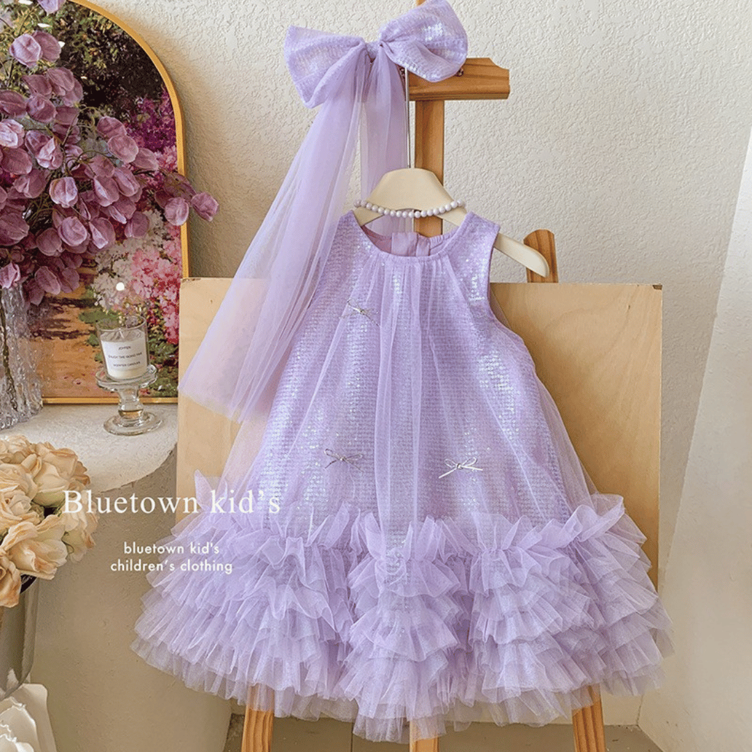 Sequin Party Dress with Bow Clip