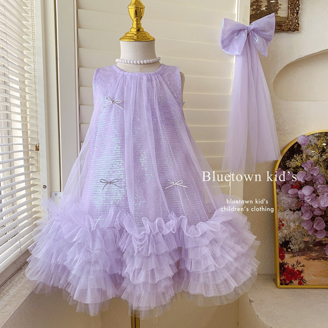 Sequin Party Dress with Bow Clip