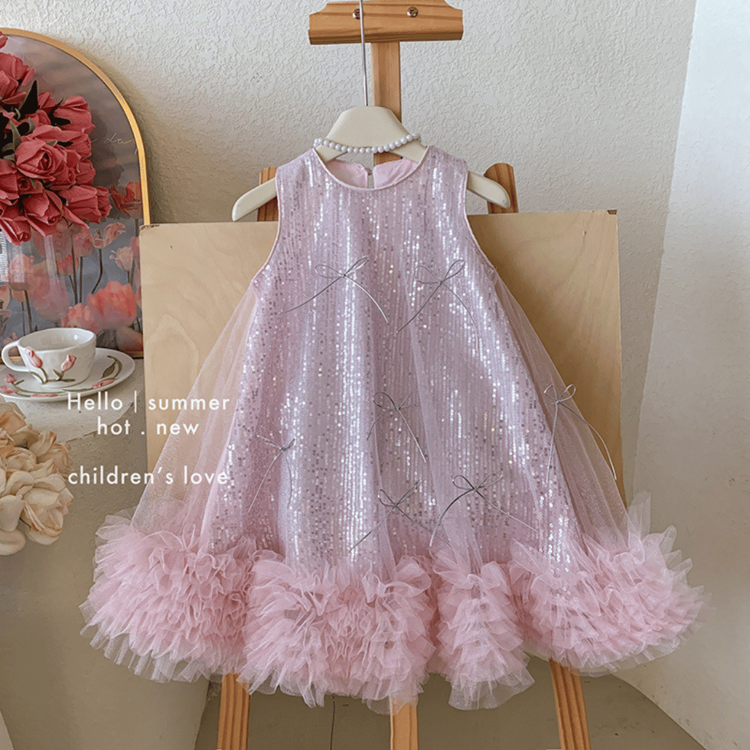 Sequin Party Dress with Bow Clip