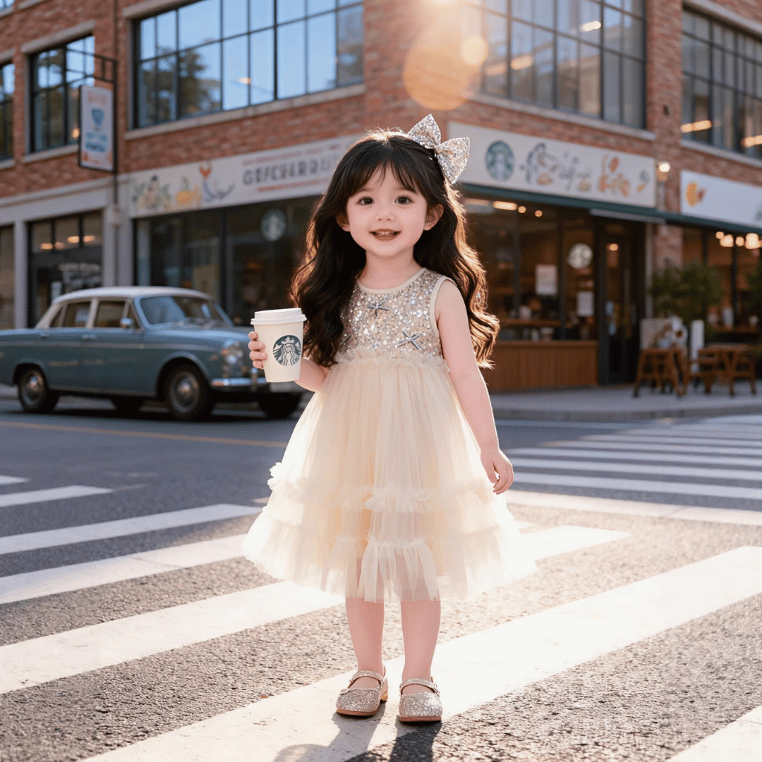 Golden Petal Princess Dress