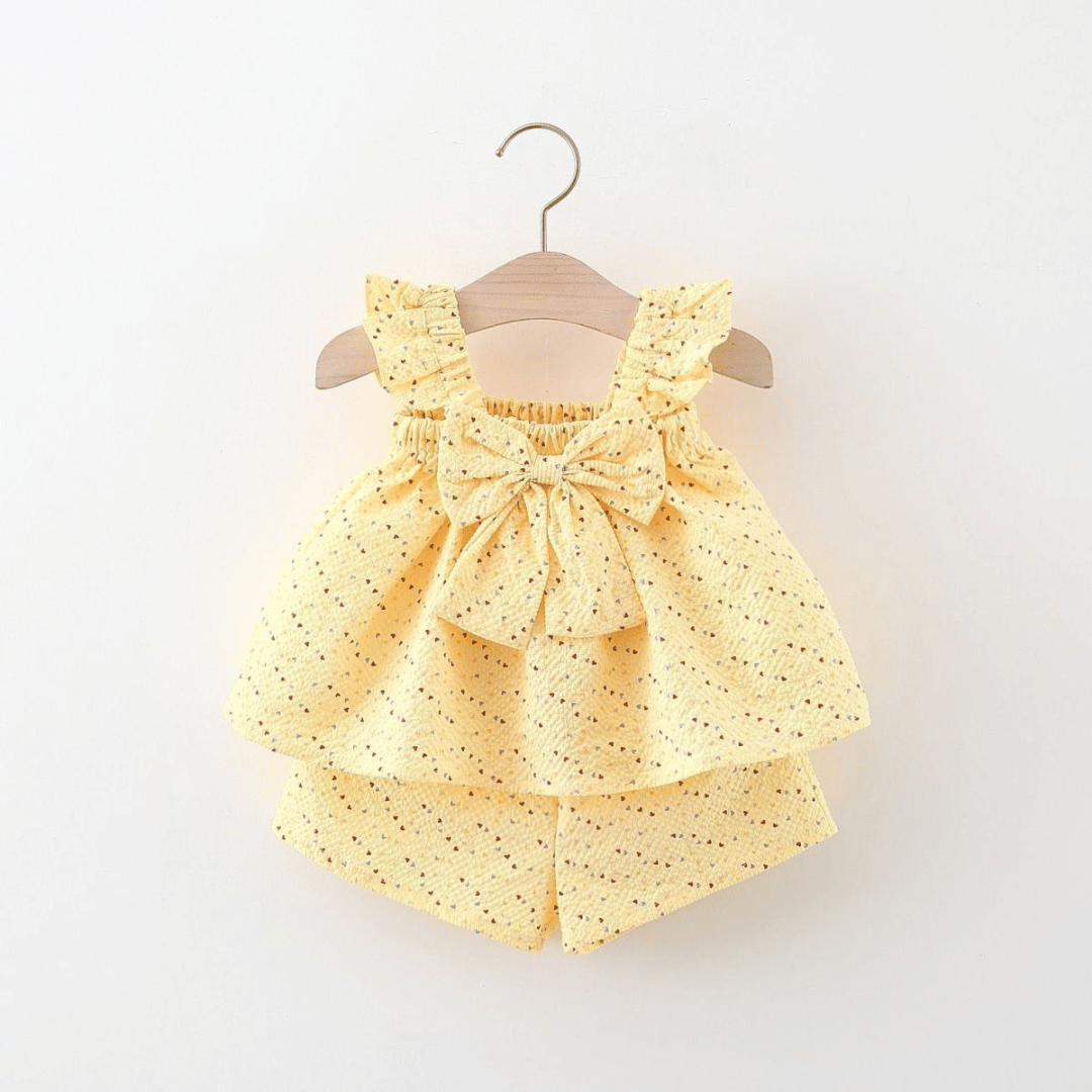 Baby Girl Heart Print Halter Top & Shorts Set