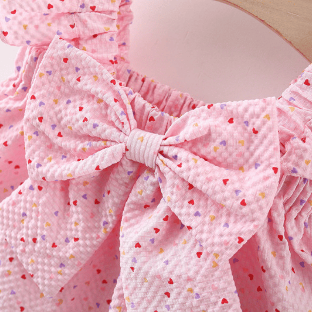 Baby Girl Heart Print Halter Top & Shorts Set