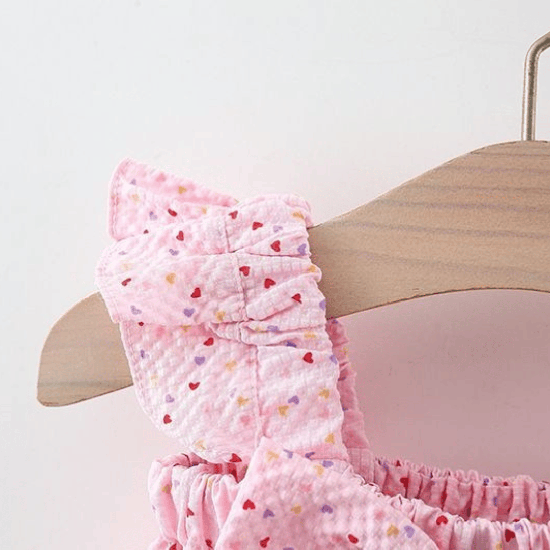 Baby Girl Heart Print Halter Top & Shorts Set