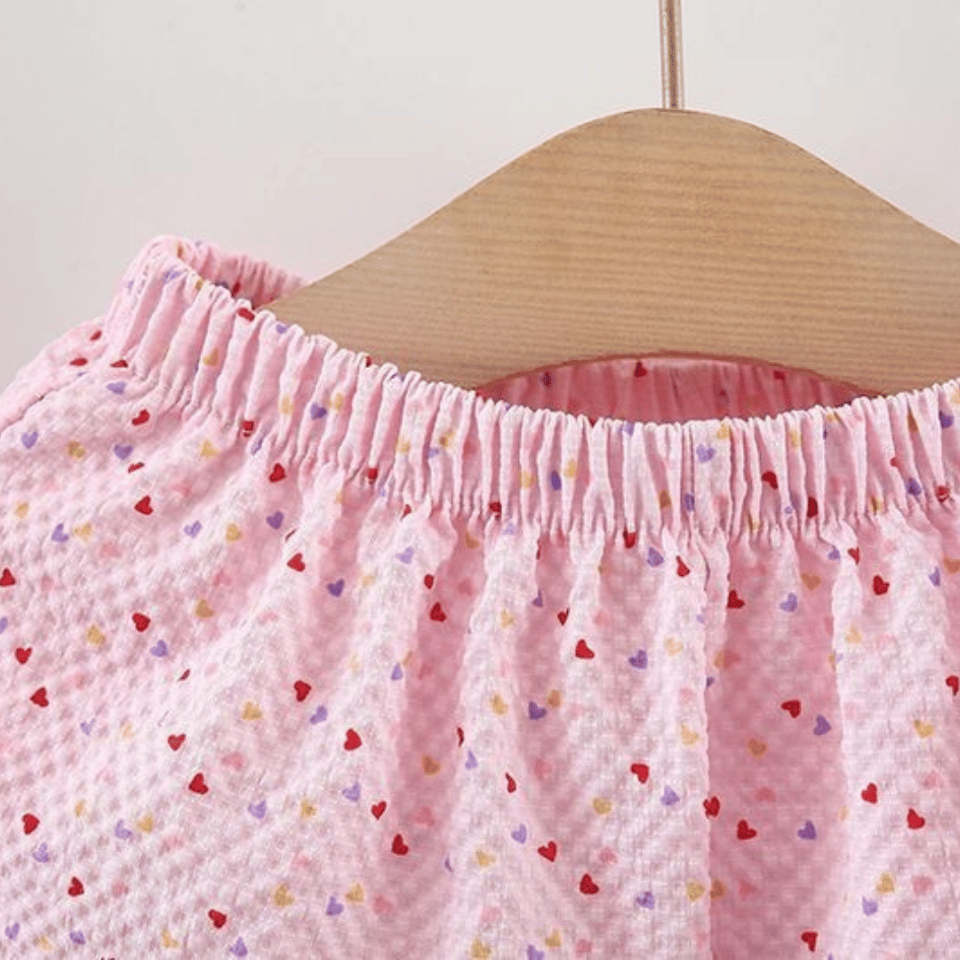 Baby Girl Heart Print Halter Top & Shorts Set