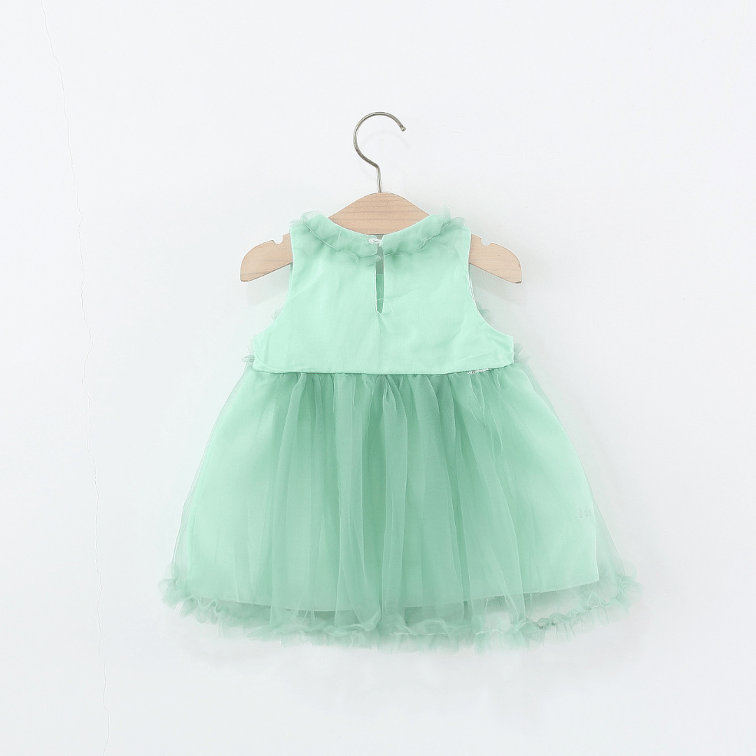 Ribbon Charm Mesh Party Dress