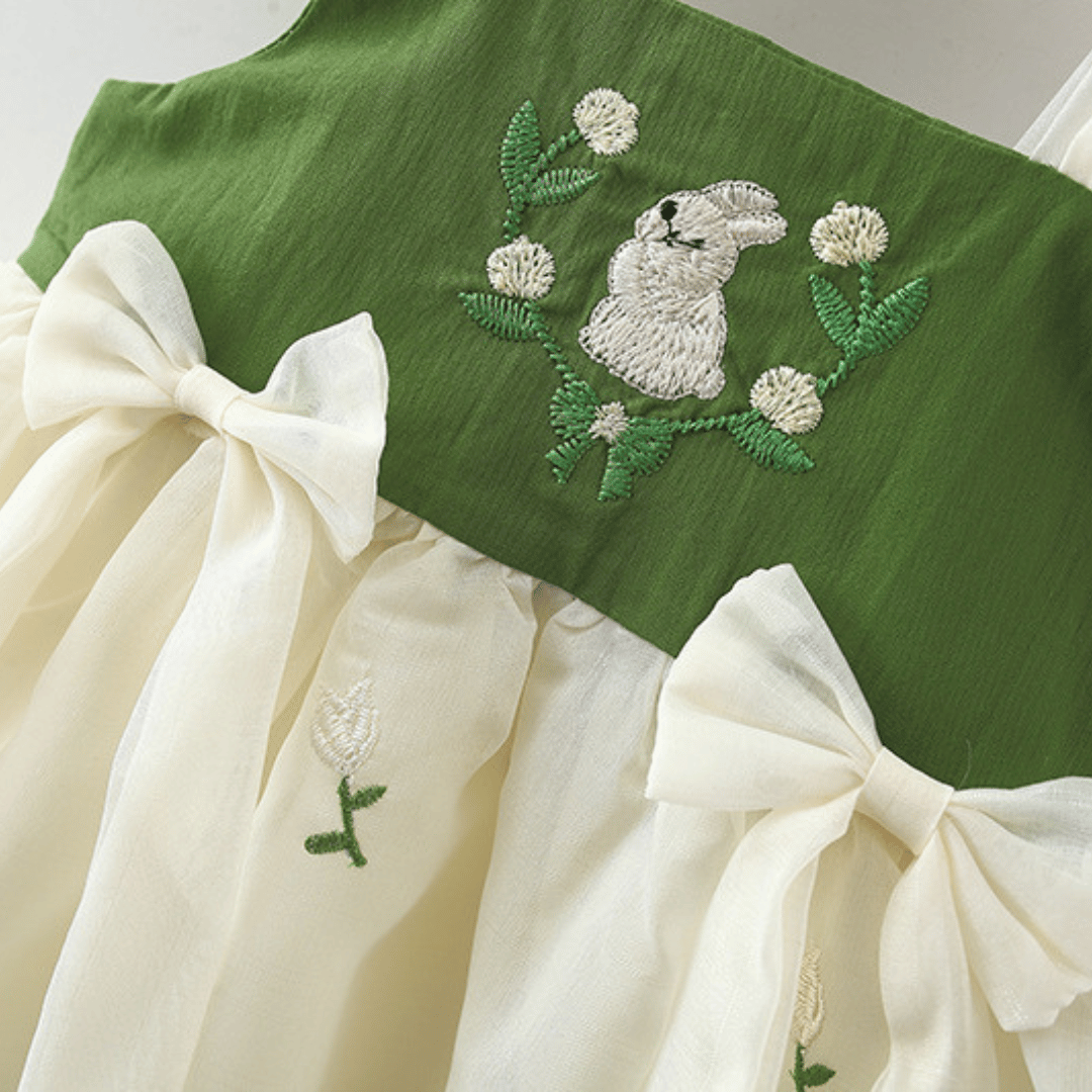 Bunny Blossom Embroidered Skirt Dress