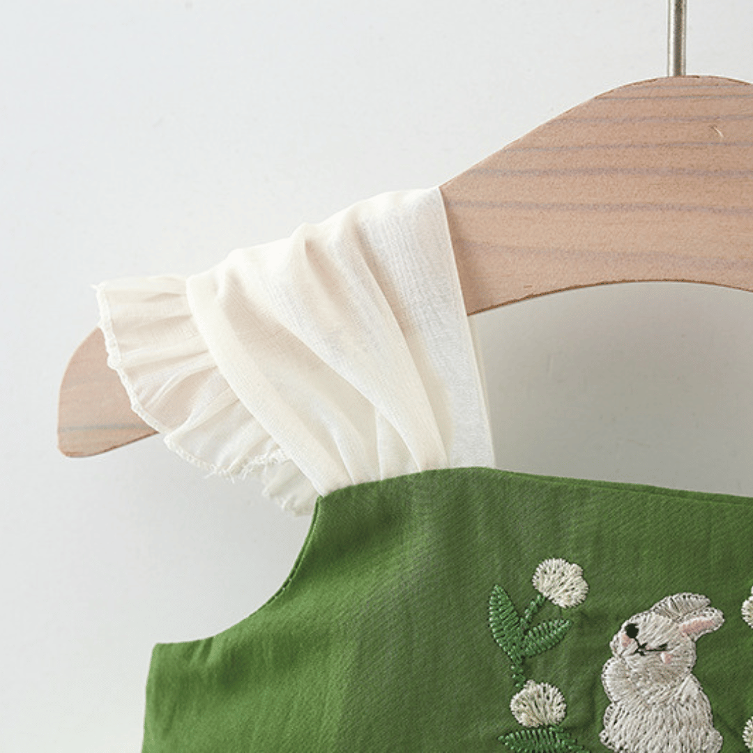 Bunny Blossom Embroidered Skirt Dress