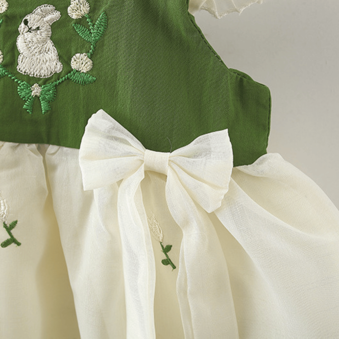 Bunny Blossom Embroidered Skirt Dress