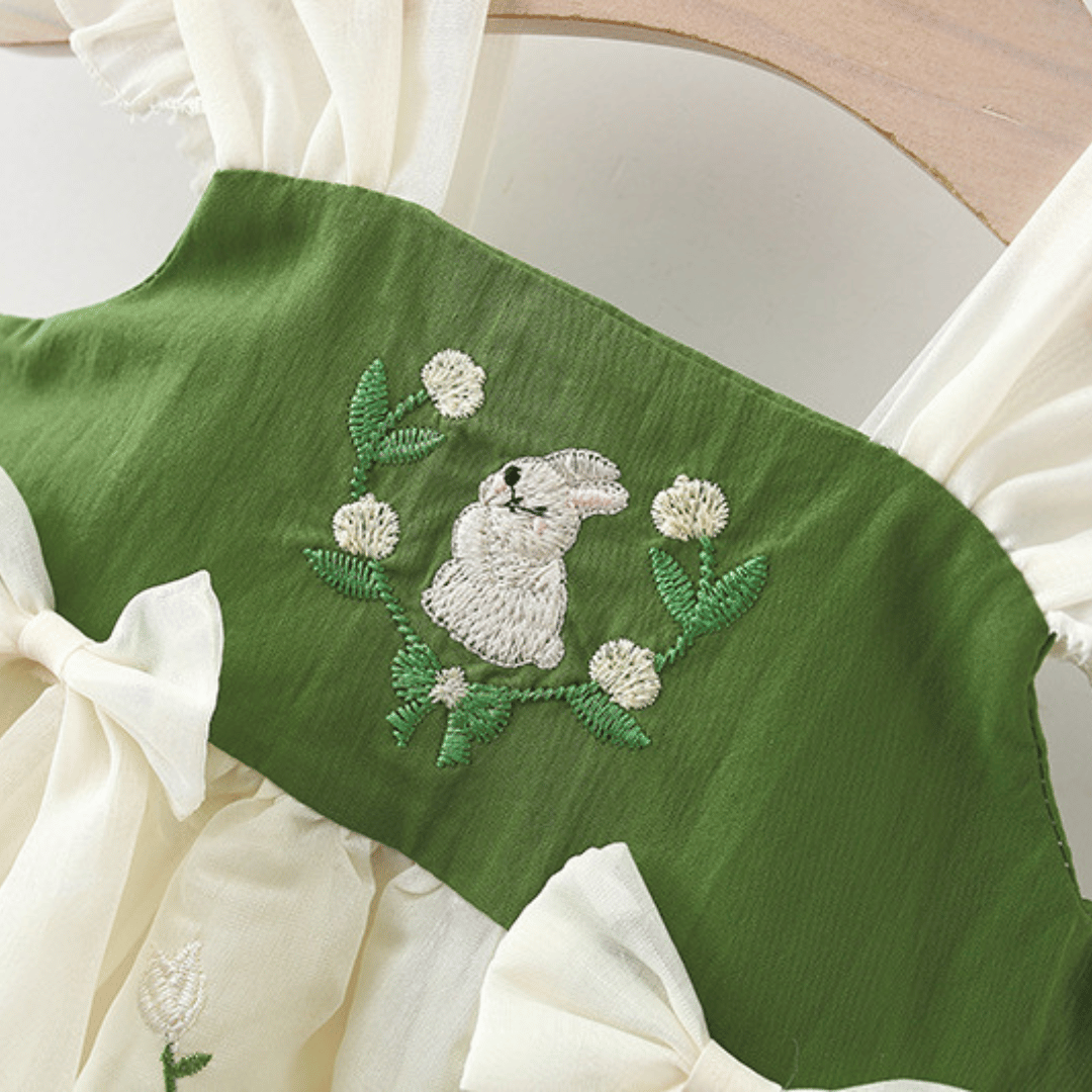 Bunny Blossom Embroidered Skirt Dress