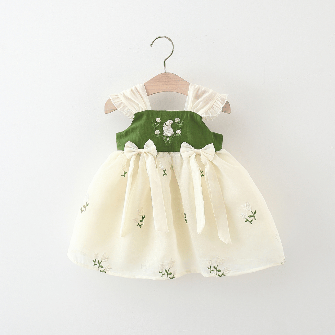 Bunny Blossom Embroidered Skirt Dress
