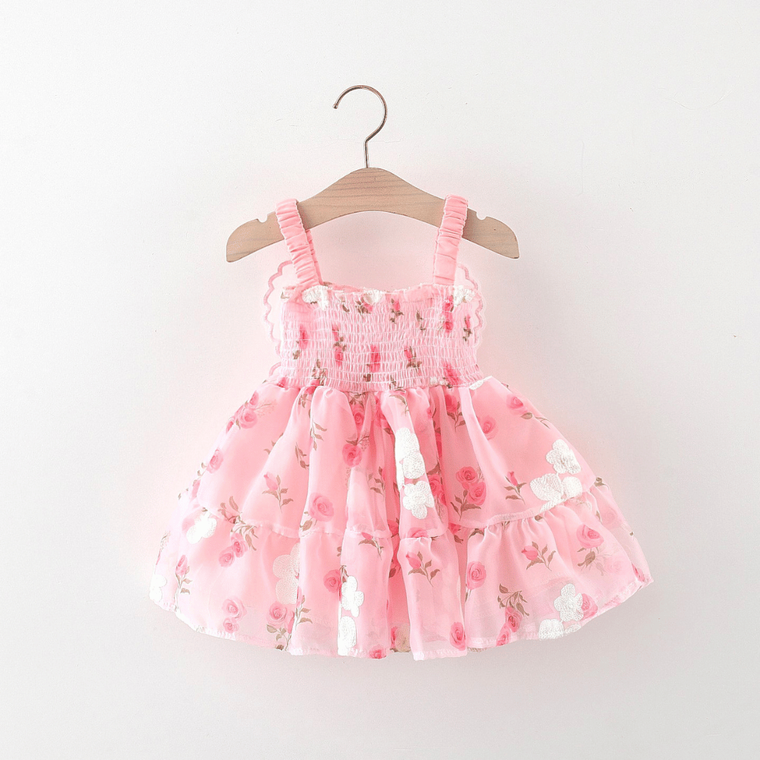 Pink Butterfly Suspender Party Dress
