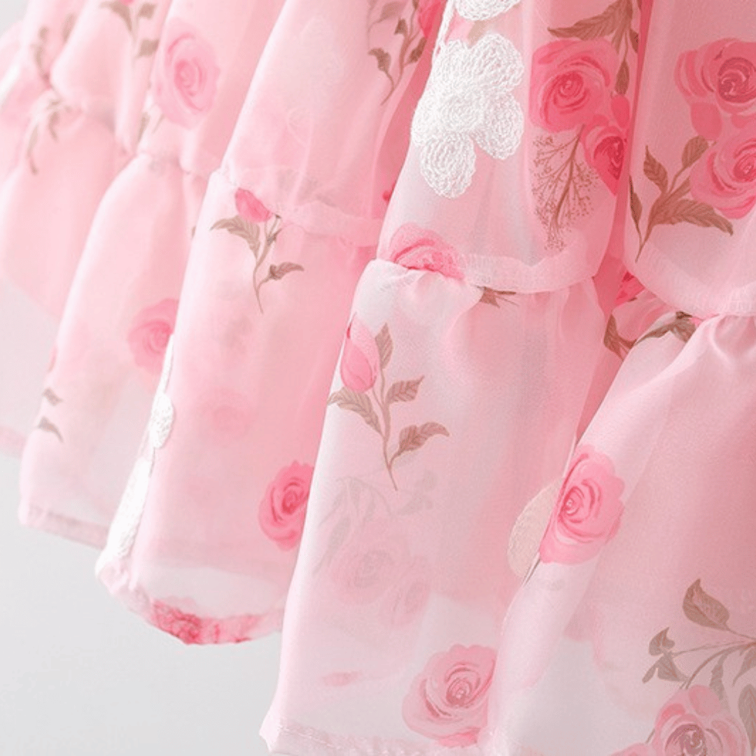 Pink Butterfly Suspender Party Dress