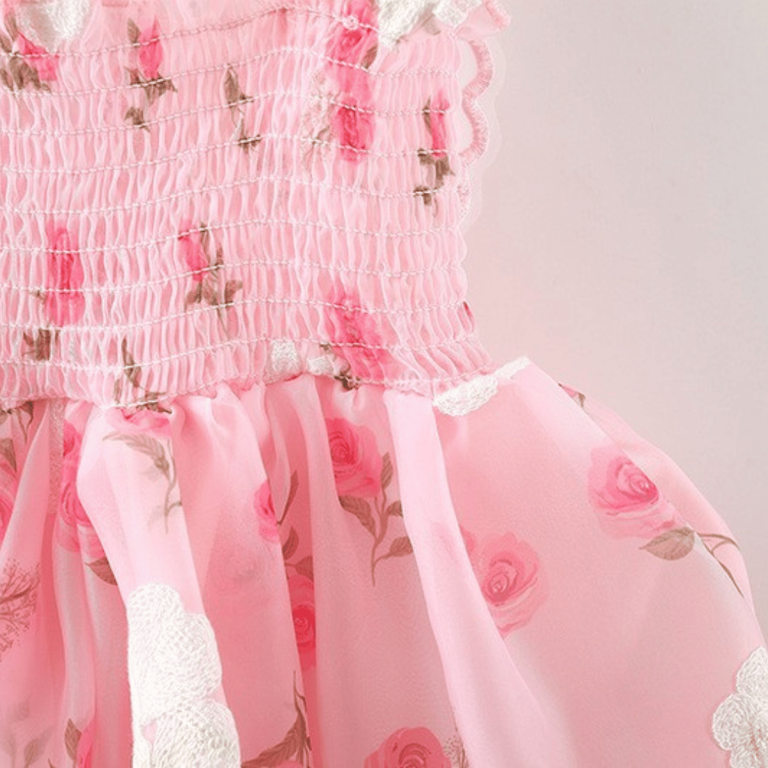 Pink Butterfly Suspender Party Dress