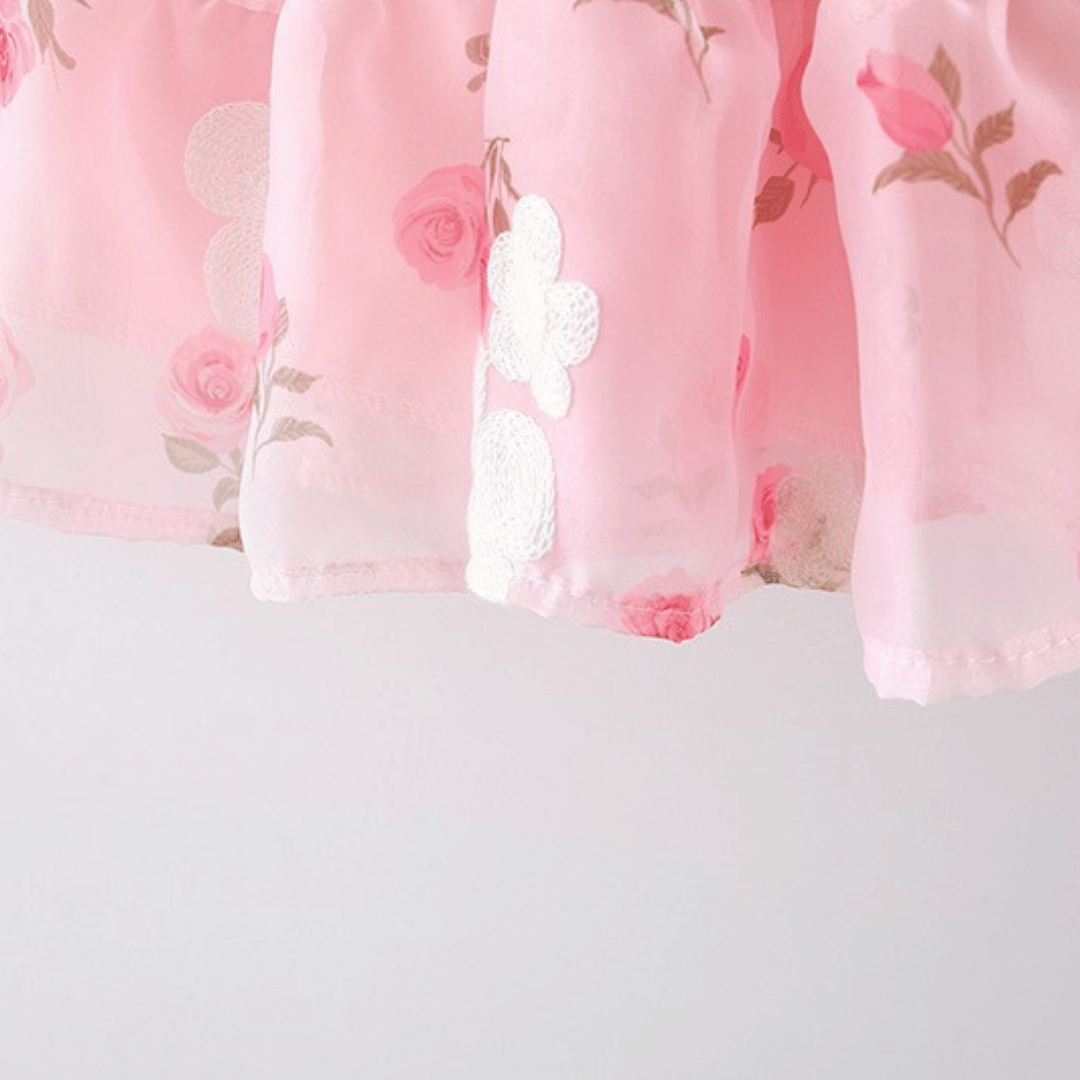Pink Butterfly Suspender Party Dress