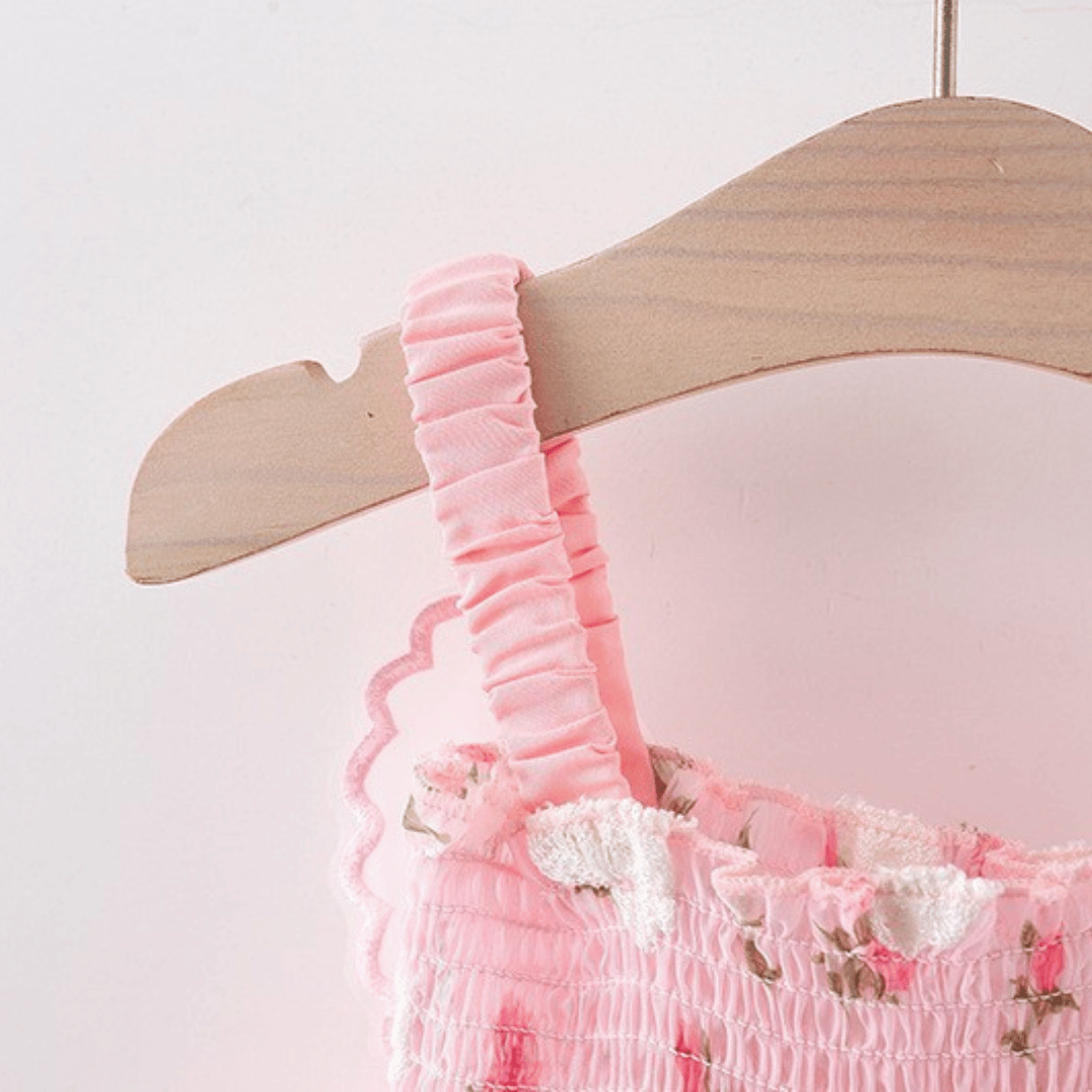 Pink Butterfly Suspender Party Dress