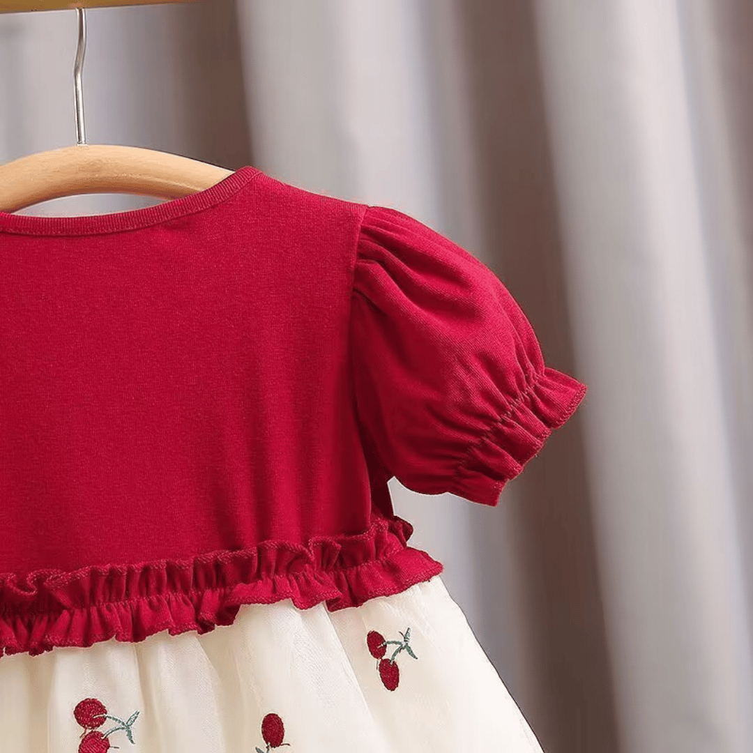 Cherry Embroidered Tulle Party Dress