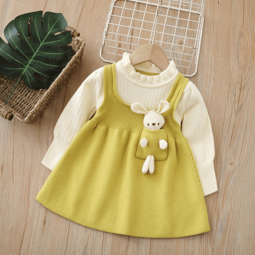 Princess Bunny Pocket Woolen Winter Dress