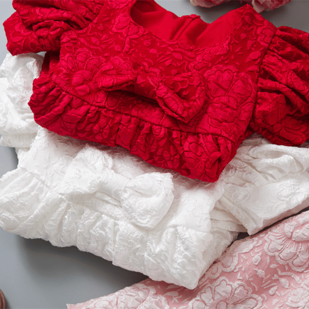 Ruby Red Floral Princess Dress