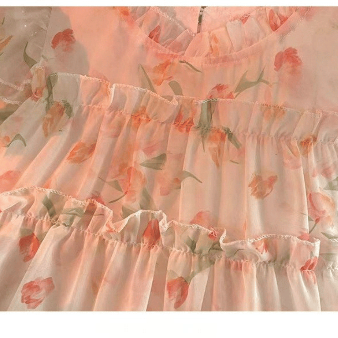 Elegant Floral Ruffle Party Baby Dress