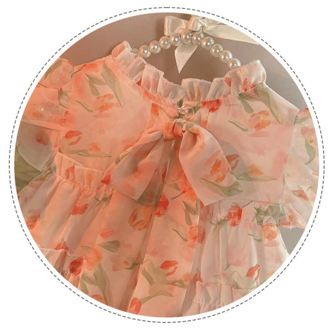 Elegant Floral Ruffle Party Baby Dress