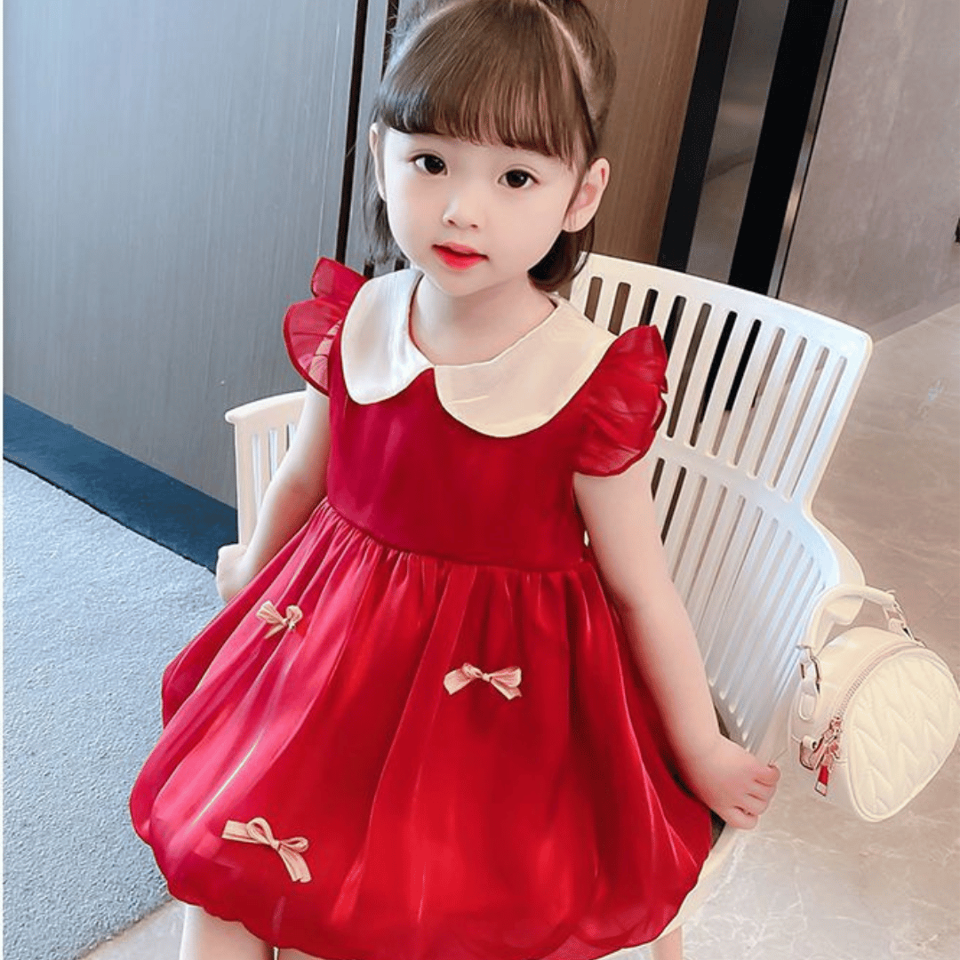 Cute Red Bow Party Baby Dress