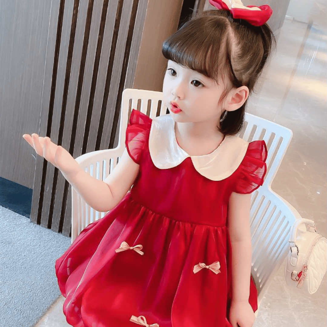 Cute Red Bow Party Baby Dress