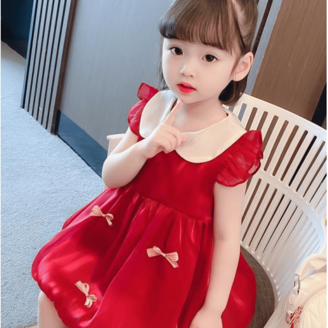 Cute Red Bow Party Baby Dress