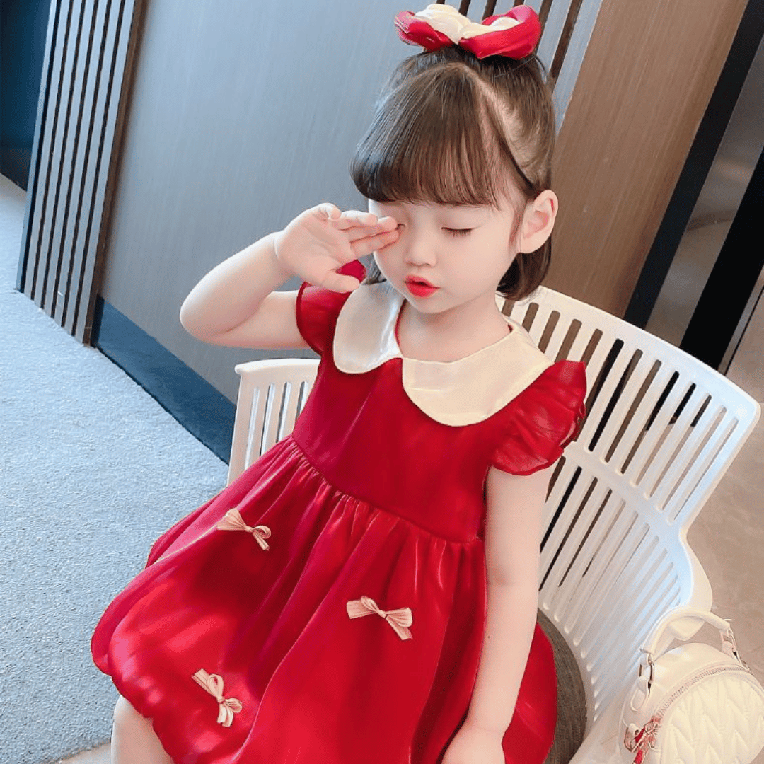 Cute Red Bow Party Baby Dress