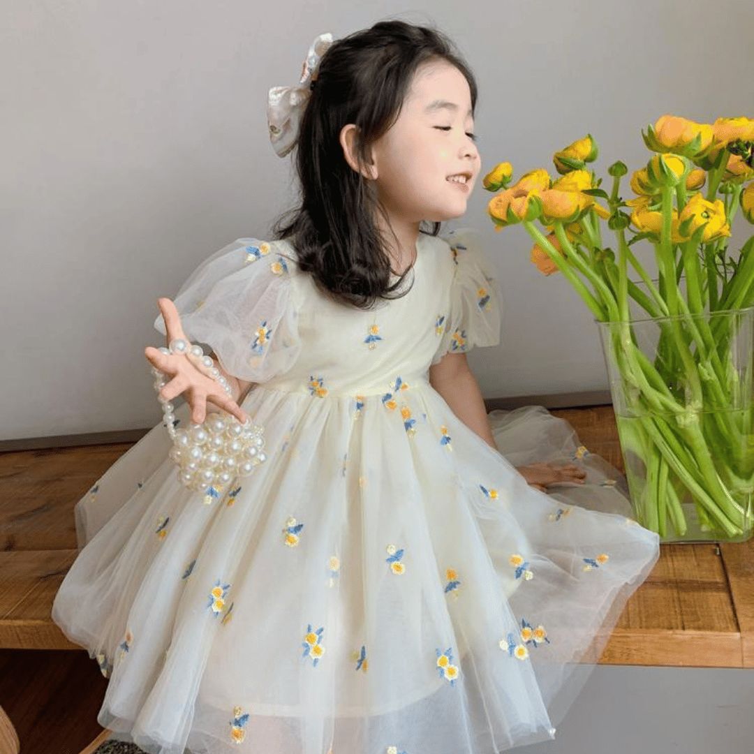 Daisy Embroidered Tulle Baby Princess Dress