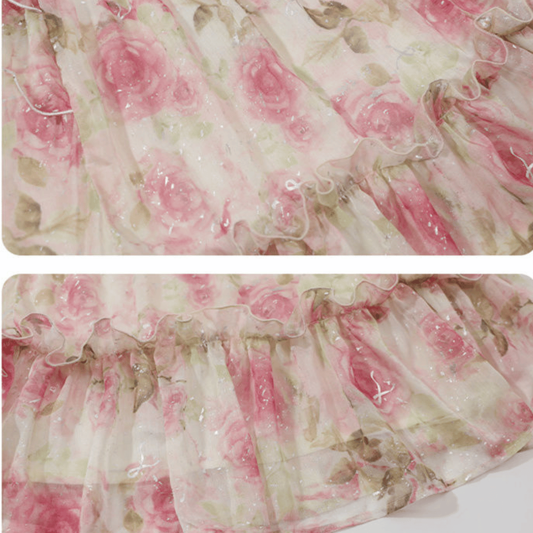 Elegant Rose Bloom Party Dress