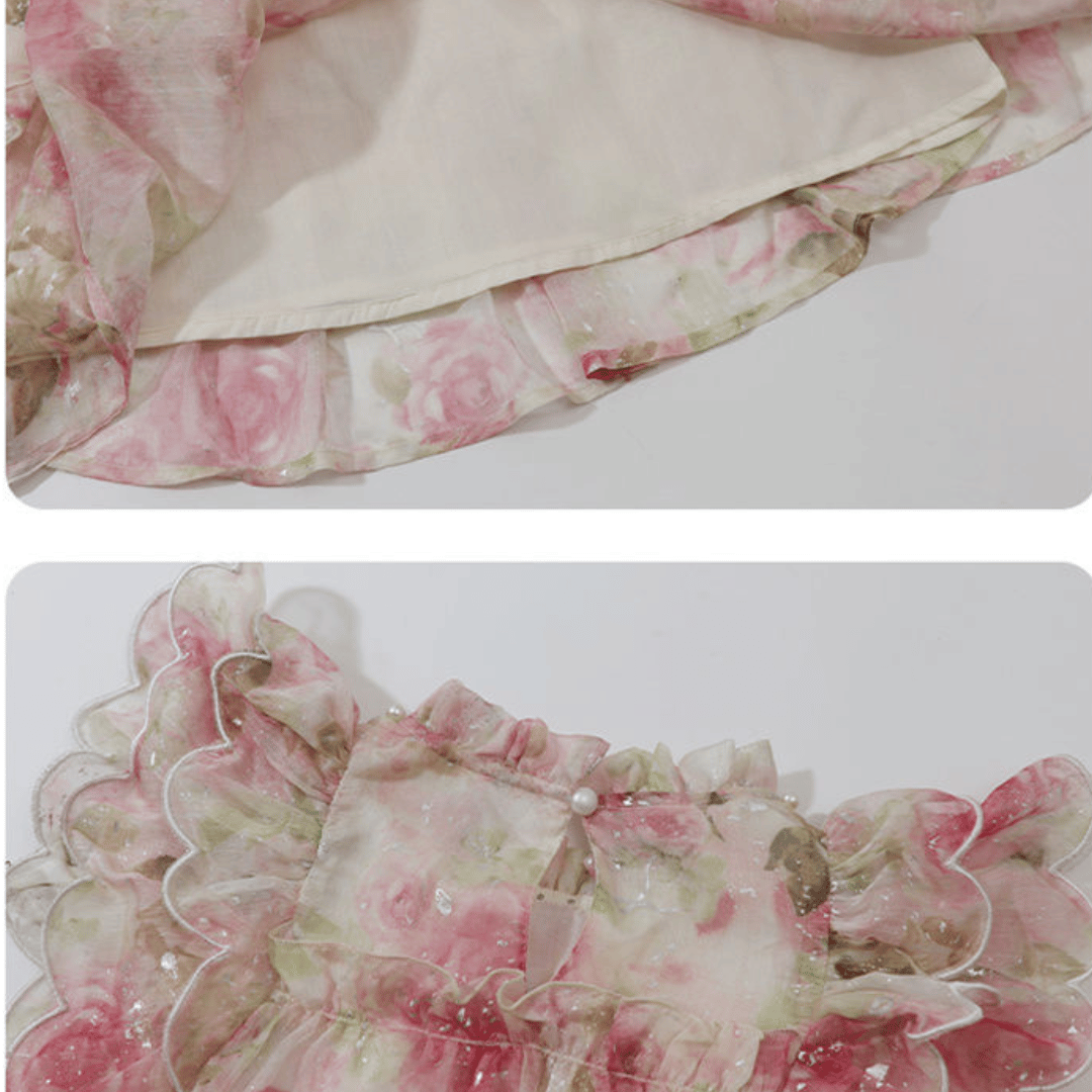 Elegant Rose Bloom Party Dress