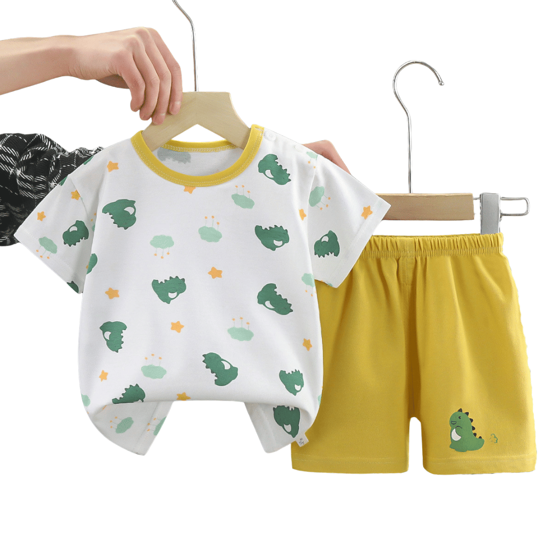 Flower Dino Kids T-Shirt & Shorts Set