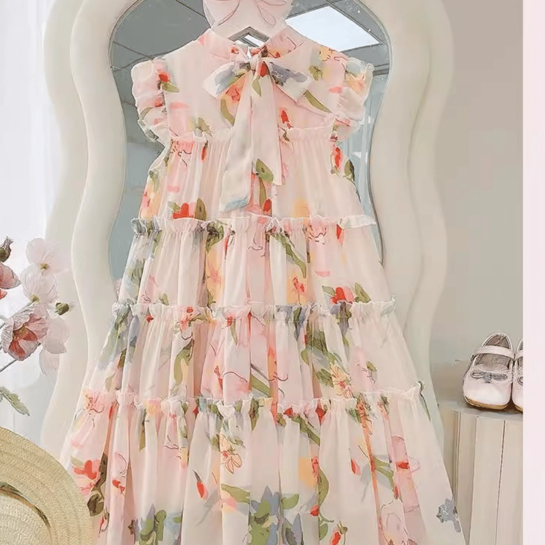 Baby Girl Pastel Floral Party Dress_ Without Hat