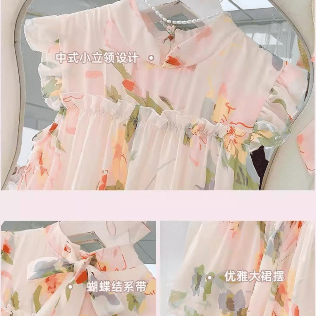 Baby Girl Pastel Floral Party Dress_ Without Hat