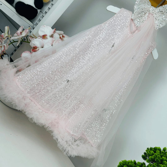 Sequin Party Dress with Bow Clip