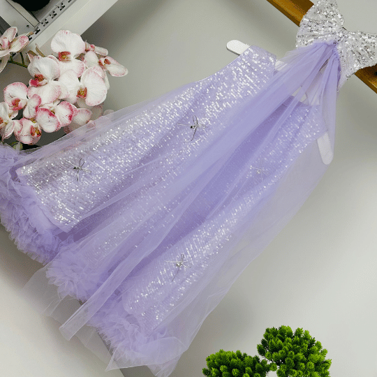 Sequin Party Dress with Bow Clip