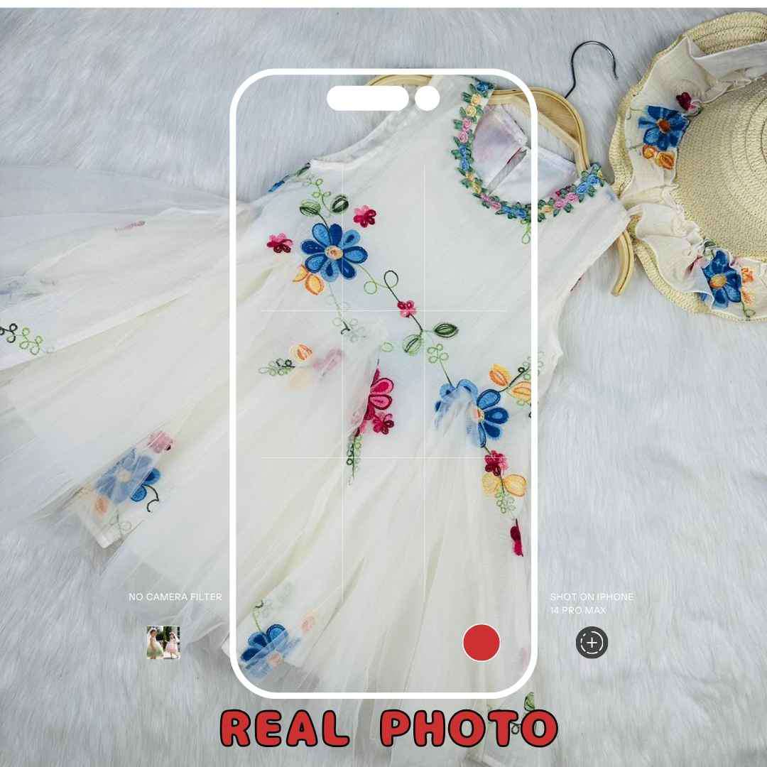 Elegant White Floral Baby Party Dress
