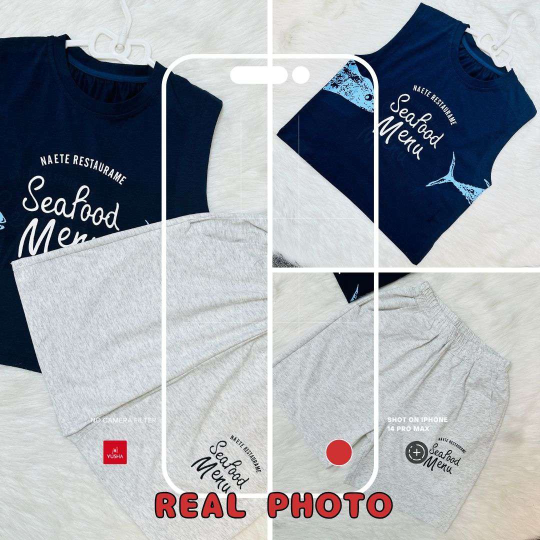 Midnight Dusty Blue Sleeveless T-Shirt Set Baby Summer Outfit